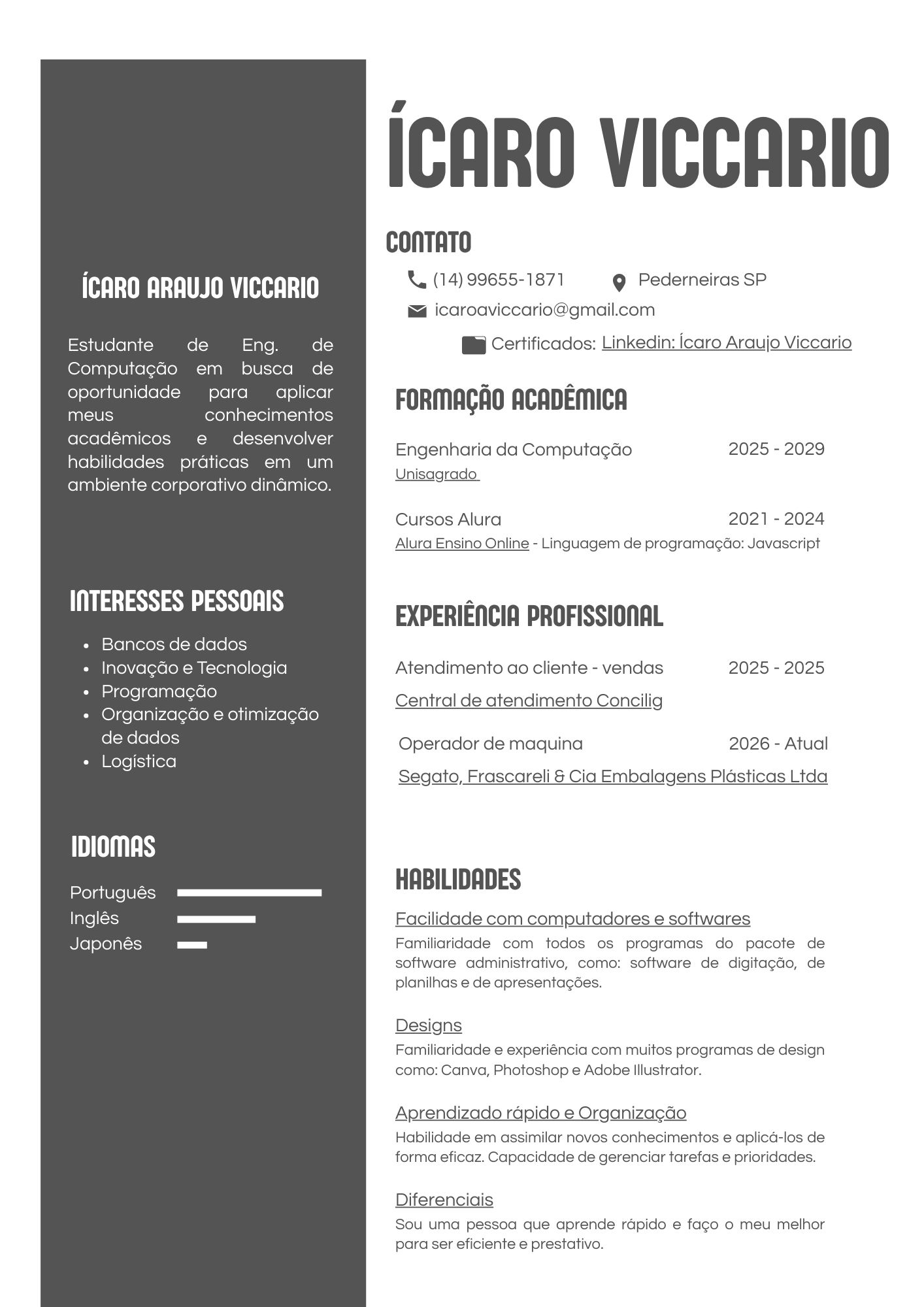 Currículo Ícaro Viccario