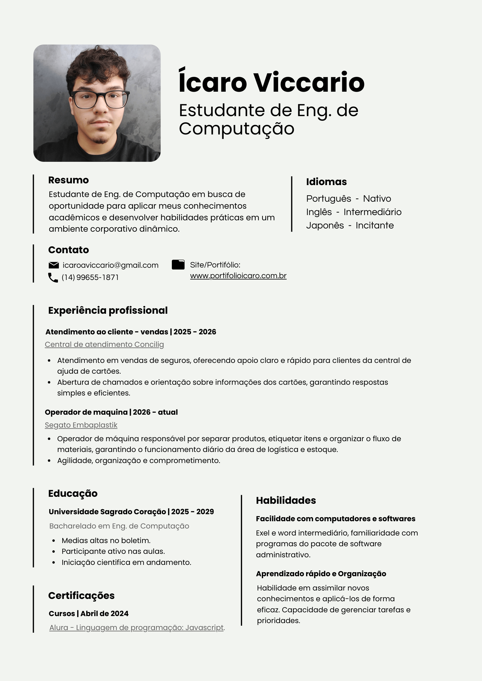 Currículo Ícaro Viccario